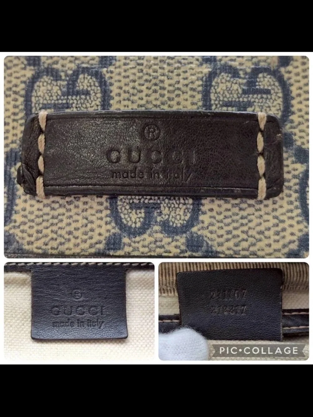 Gucci Beige Canvas Messenger Bag with Blue Monogram